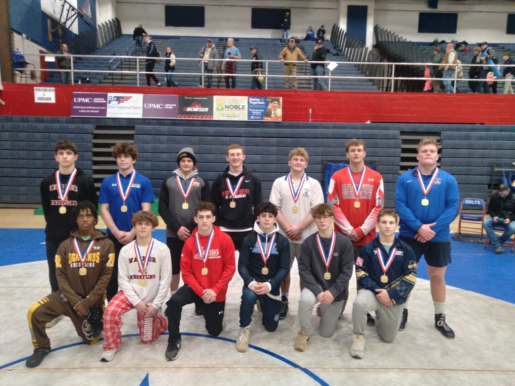 wpial7's tweet photo. Congrats to our student-athletes who captured WPIAL Boys' Wrestling Individual Championships gold yesterday! Championship graphics &amp; recap will be out tomorrow, &amp; results from both tournaments are available on the Championship HQ page.

🔗: https://t.co/92sQRoQ1Rs

#WPIAL | 🤼‍♂️🏆 https://t.co/GIPAxUEUch