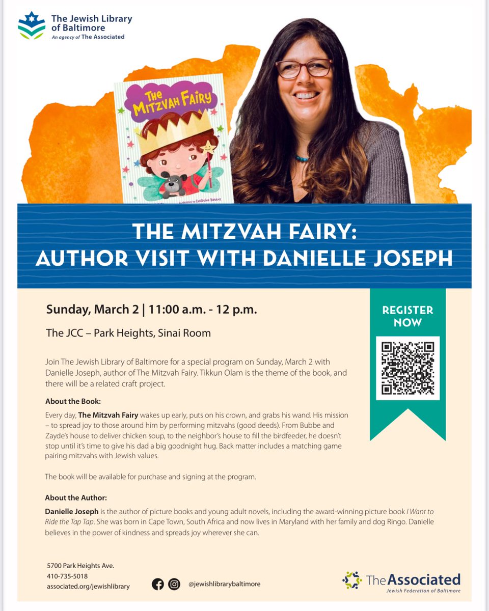 If you’re in the Baltimore area please join me next Sunday, March 2 for an author visit and The Mitzvah Fairy book signing! #SpreadJoyAndPositivity