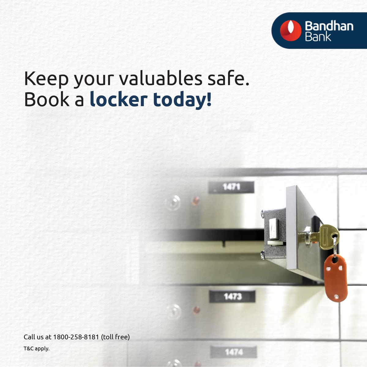 bandhanbank_in's tweet photo. Visit your nearest #BandhanBank branch to learn more about our locker facilities.

Locate a branch: https://t.co/5SFL501z6n

T&amp;C apply. #BankLockers #LockerFacility #Lockers #BandhanBank https://t.co/Cb9yQSCmXN