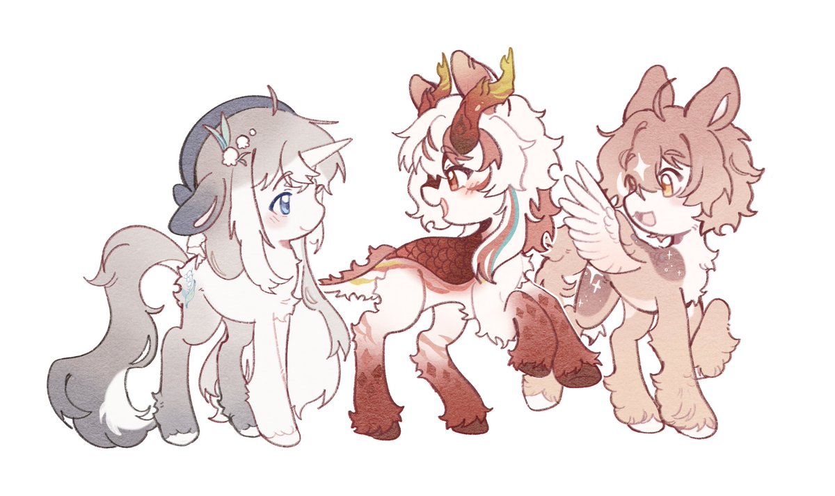 Navee and Saki w/ friend in pony world
#mlpoc #mlpart