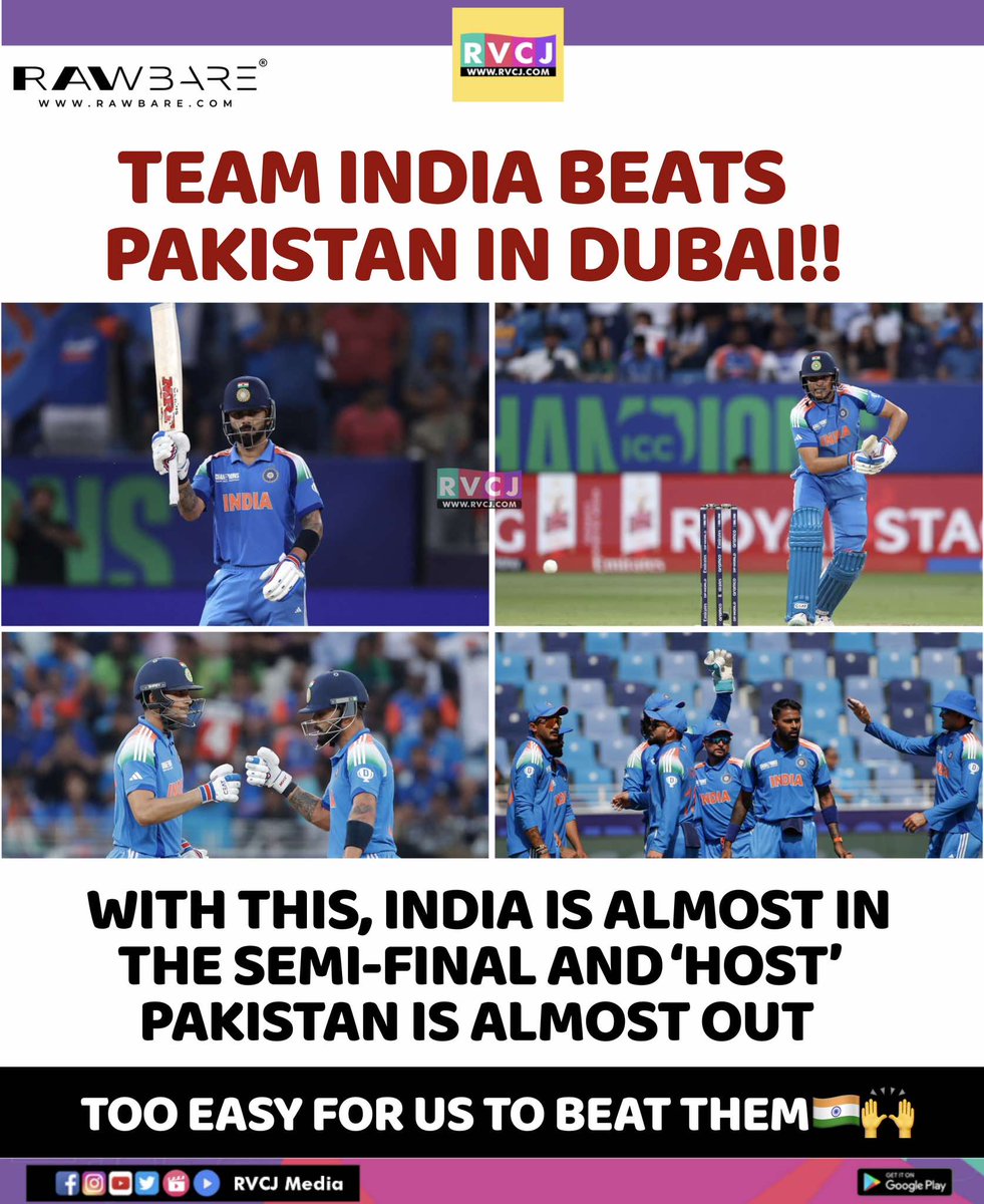 RVCJ_FB's tweet image. Team India beats Pakistan In Dubai 🏟️