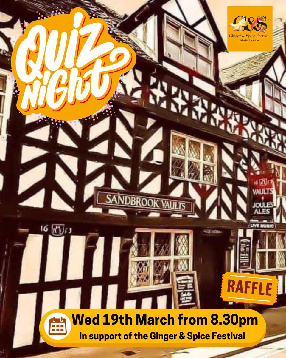 Join Us for a Pub Quiz at Sandbrook Vaults! 

Mark your calendars! On Wednesday 19th March, come along to Sandbrook Vaults for a fun-filled Pub Quiz starting at 8:30PM. 

There will also be a raffle, 

Many thanks to the Sandbrook Vaults, Market Drayton for all their support.