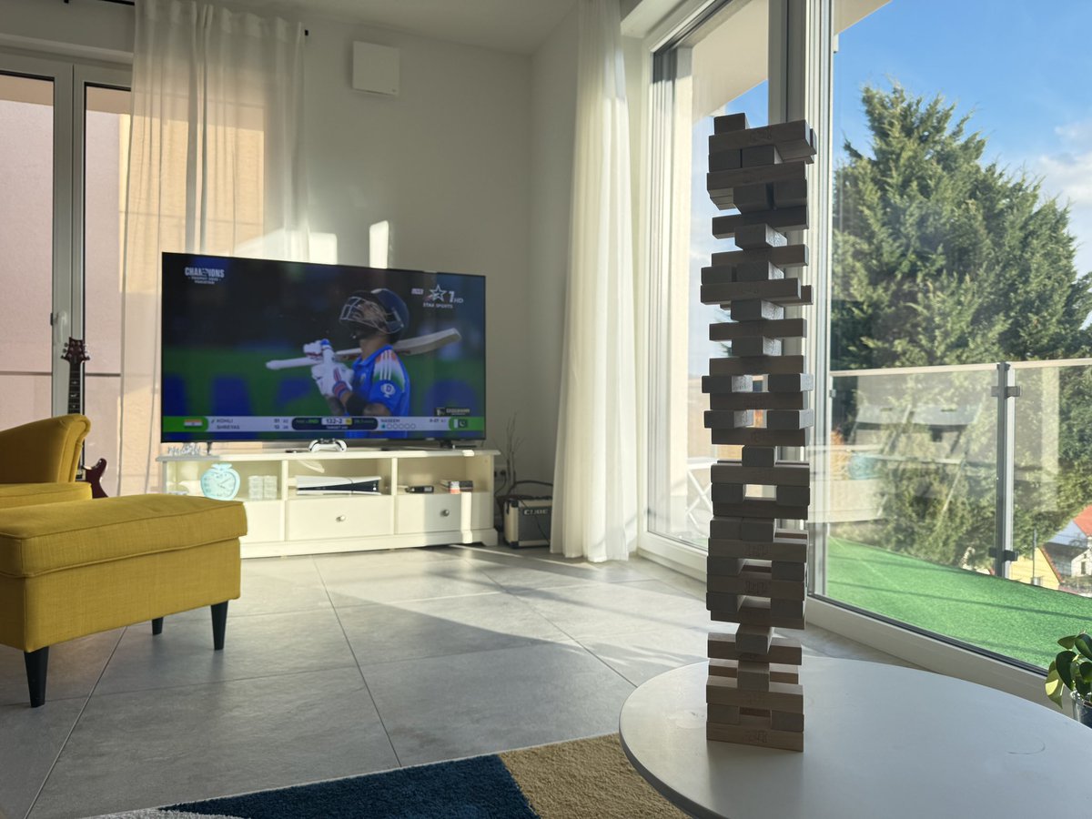 तेजस बोरकर (@tejas__borkar) on Twitter photo Jenga and Cricket!! India vs Pakistan ICC champions trophy with an century from <a href="/imVkohli/">Virat Kohli</a> Mauka Mauka 😜 Jenga and Cricket!! India vs Pakistan ICC champions trophy with an century from <a href="/imVkohli/">Virat Kohli</a> Mauka Mauka 😜