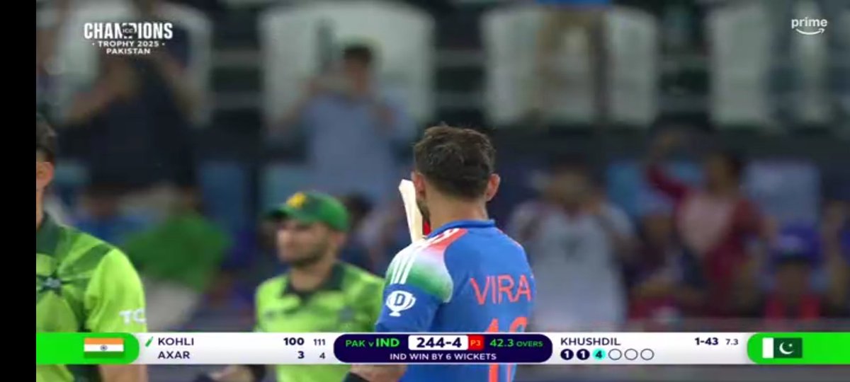 Virat kohli made 100* runs 
India won the match. 
#INDvsPAK
#ViratKohli𓃵