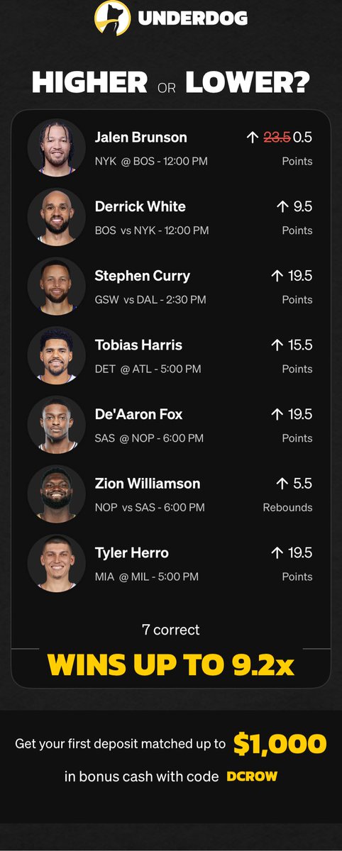Sweet little parlay here <a href="/codybrownbets/">Cody Brown Bets</a> thanks for the info!!
play.underdogfantasy.com/es-9E2hF7wsz5