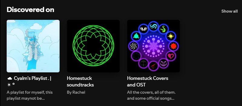 mguybowman's tweet photo. Love the #1 "Know That You're Mine" fan absolutely mogging these two Homestuck playlists that have thousands of listeners https://t.co/ctKU8uCy5s