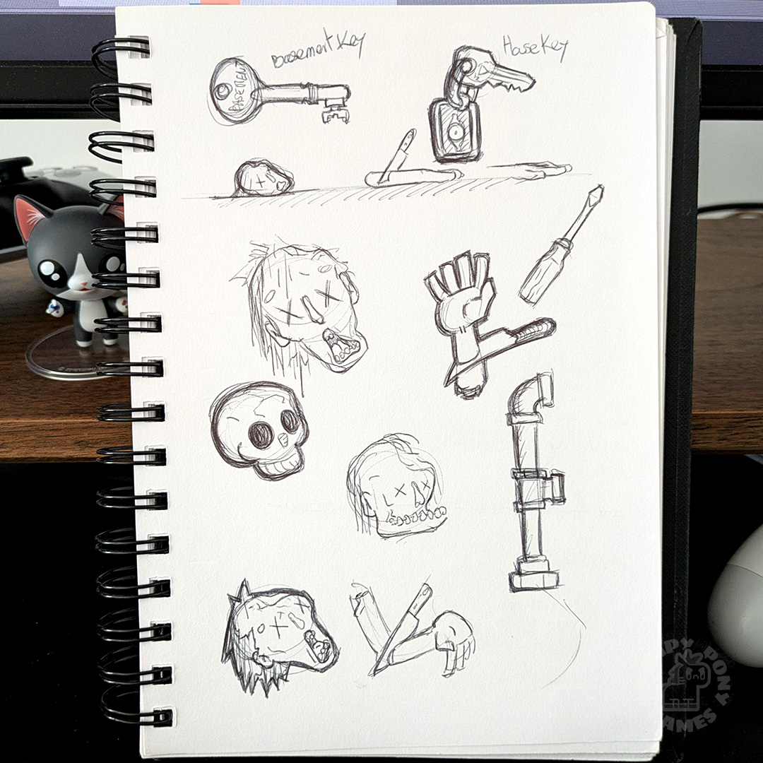 theGrumpyPony's tweet photo. Some objects are essential to progress in the game, others were designed purely for storytelling. Here’s a selection of key props 🔦

#survivalhorror #indiegamedev #horrorgame  #gamedev #unity2d #madewithunity #madewithspine https://t.co/czX5GAPIn6