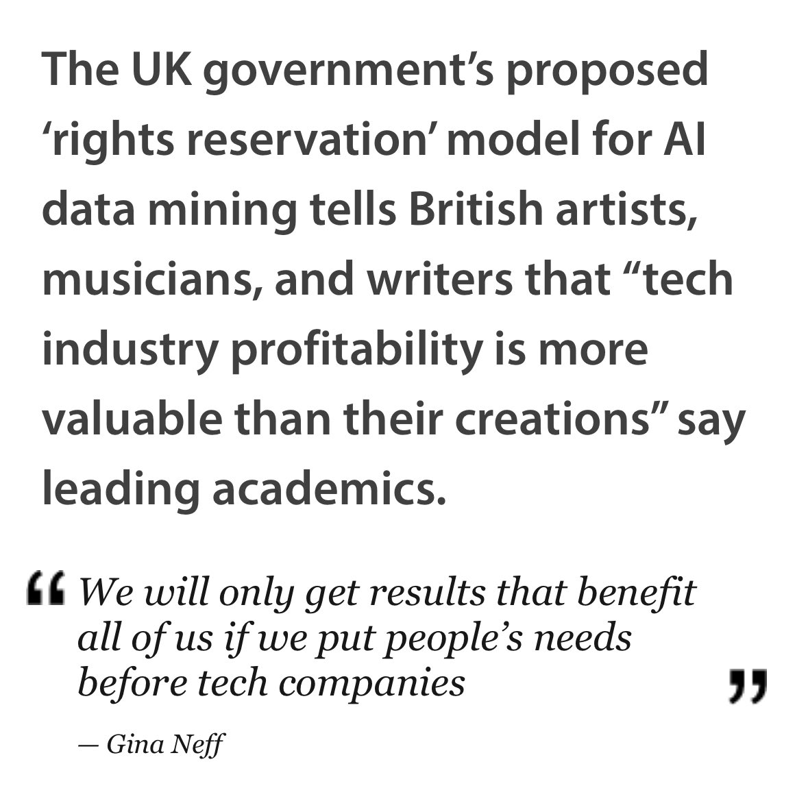 Ed Newton-Rex (@ednewtonrex) on Twitter photo A new paper by <a href="/Cambridge_Uni/">Cambridge University</a> academics across economics, policy and ML says the UK government should rethink their proposal on AI and copyright
cam.ac.uk/research/news/โฆ A new paper by <a href="/Cambridge_Uni/">Cambridge University</a> academics across economics, policy and ML says the UK government should rethink their proposal on AI and copyright
cam.ac.uk/research/news/โฆ