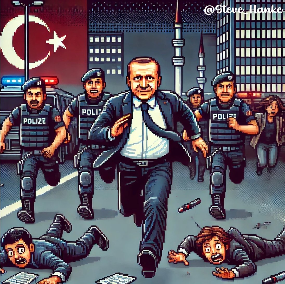 steve_hanke's tweet image. #TurkeyWatch🇹🇷: Pres. Erdogan&apos;s Turkey.

POLICE CRACKDOWN = NO PRESS = NO PROBLEM.
