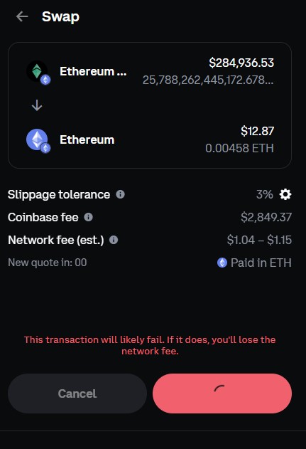 dportillo69's tweet photo. Who is carrying out this scam? How does #Coinbase  #CoinbaseAssets #CoinbaseSupport #Ethereumorgexpect me to pay such a feed when what I am receiving is $12.87? Can Coinbase put the correct amounts on their platform? https://t.co/airaIukEKa