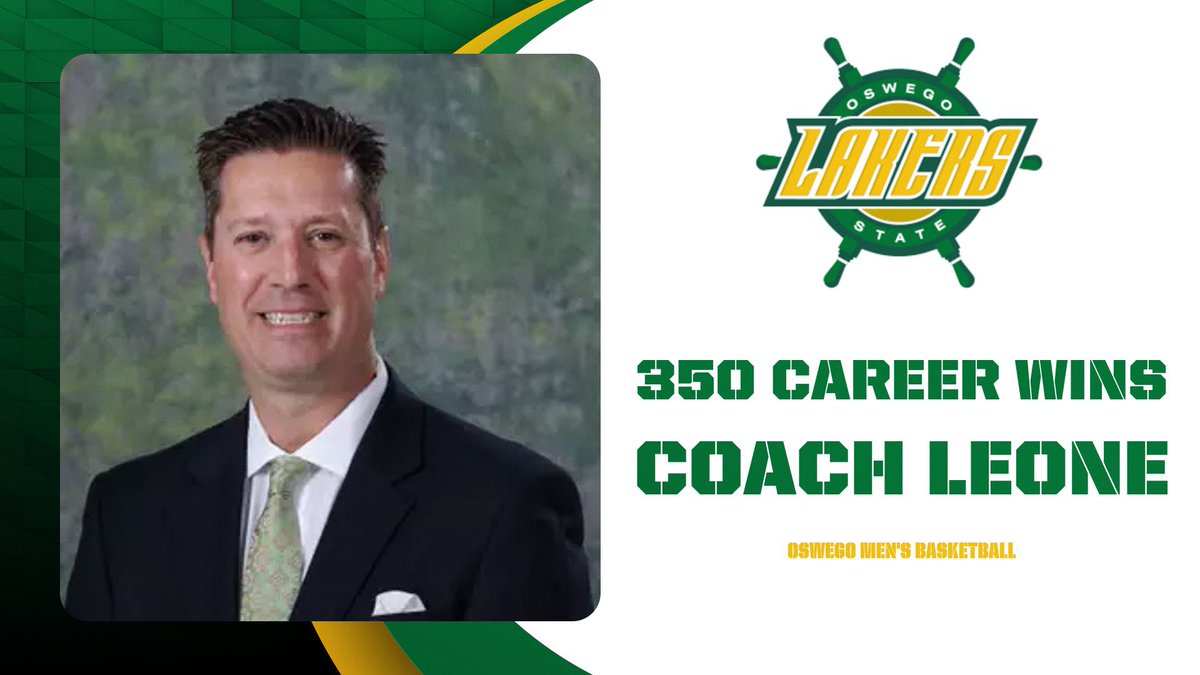 Oswego State Men's Basketball (@oswegombball) on Twitter photo ๐จ ๐ฏ๐ฑ๐ฌ ๐๐ฎ๐ฟ๐ฒ๐ฒ๐ฟ ๐ช๐ถ๐ป๐ - Congratulations <a href="/leone_coach/">Coach Jason Leone</a>
Oswego defeated Morrisville Saturday afternoon to capture Leoneโs 350th W.
Thatโs our coach! ๐จ ๐ฏ๐ฑ๐ฌ ๐๐ฎ๐ฟ๐ฒ๐ฒ๐ฟ ๐ช๐ถ๐ป๐ - Congratulations <a href="/leone_coach/">Coach Jason Leone</a>
Oswego defeated Morrisville Saturday afternoon to capture Leoneโs 350th W.
Thatโs our coach!