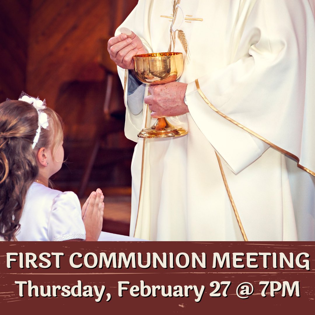 StAnthonyDanielKW (@stanthonyd_kw) on Twitter photo Reminder of our upcoming 1st Communion Meeting - Feb 27 @ 7PM. Please use the main church doors. Children, as always, are welcome to attend our meeting. We will record the meeting and share it in coming days. <a href="/SJPIIsuns/">Saint John Paul II</a> <a href="/StDanielTBirds/">St Daniel - WCDSB</a> <a href="/Cdn_Martyrs/">Canadian Martyrs</a> Reminder of our upcoming 1st Communion Meeting - Feb 27 @ 7PM. Please use the main church doors. Children, as always, are welcome to attend our meeting. We will record the meeting and share it in coming days. <a href="/SJPIIsuns/">Saint John Paul II</a> <a href="/StDanielTBirds/">St Daniel - WCDSB</a> <a href="/Cdn_Martyrs/">Canadian Martyrs</a>