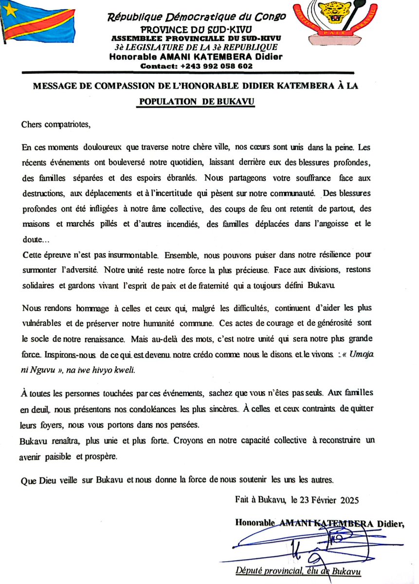 En c moments aussi durs k traverse notr province e notr pays, j' pensé bon vs faire c message d compation, un messag d réconfort e aussi un messag d condoléance pr ceux et celles ayant perdu ls leurs et/ou ls boutiques/dépôts, autrs activités ont été vandalisés pr ls inciviques