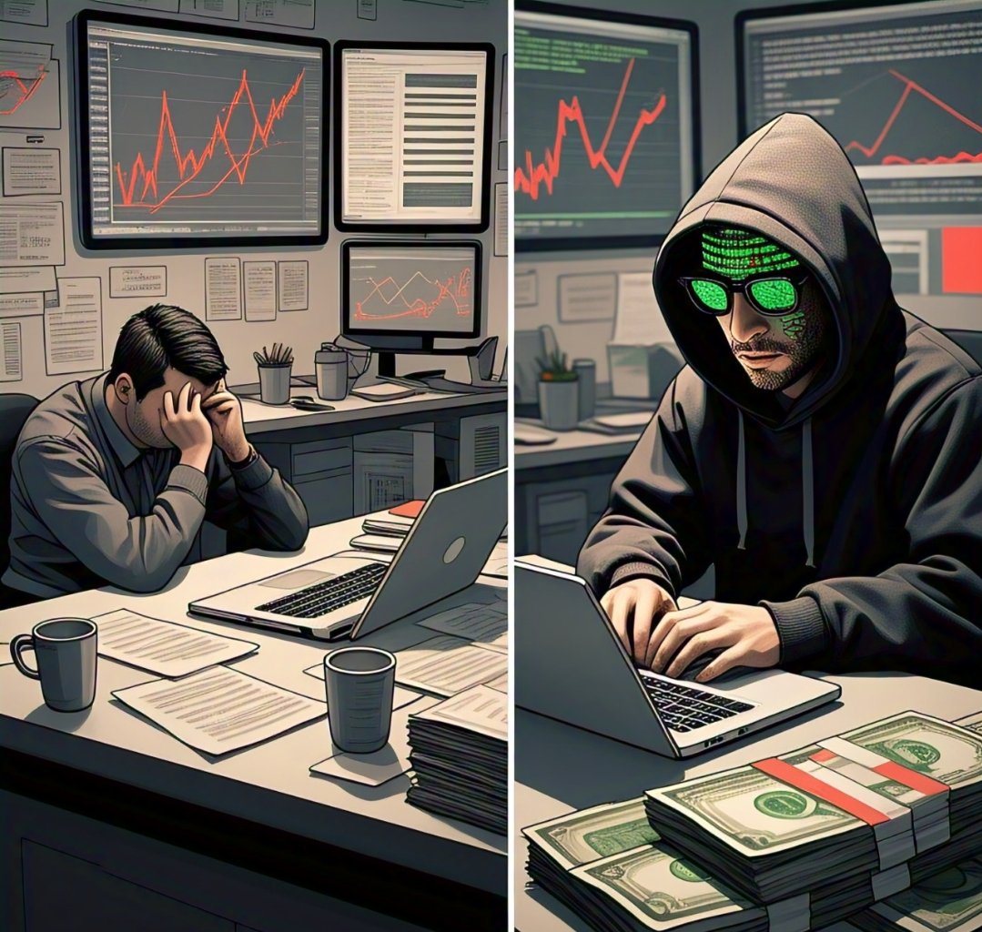 livewith5ire's tweet photo. Investor: 💸 Puts in life savings, rides the rollercoaster of FOMO 🎢, panic sells at the bottom 📉, waits years for returns ⏳.
Hacker: 🖥️ Zero investment, instant millions 💰.
Just kidding🤪
#buildForPurpose #5IRE https://t.co/mWkyCLthvc
