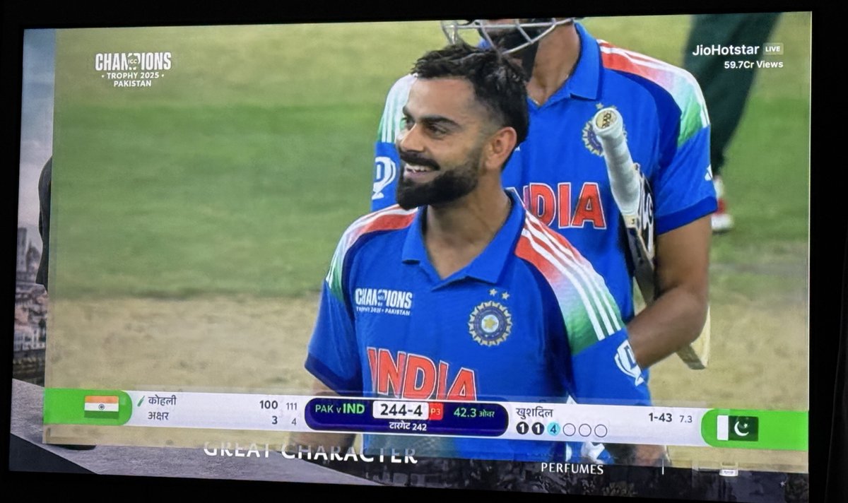 srinivasiyc's tweet photo. When life throws challenges, respond like Virat Kohli  🇮🇳

Patience &amp; perseverance led to a thrilling victory over Pakistan! 

This win belongs to 140 crore Indians! Thank you, King Kohli! #INDvPAK #ViratKohli𓃵 https://t.co/PlneaPKNOI