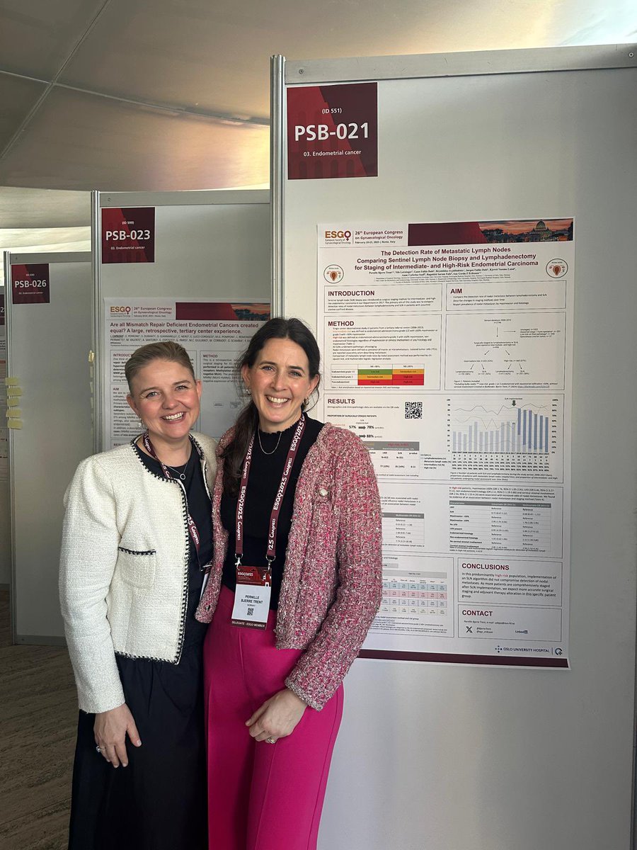 BjerreTrent's tweet photo. #ESGO2025 🤩 meeting new and old friends from all over the world discussing gynonc
Proud to have represented the Norwegian Radium Hospital with results from the #sensorstudy led by mentor @agz_eriksson #endometrialcarcinoma https://t.co/inUMwy8vPW