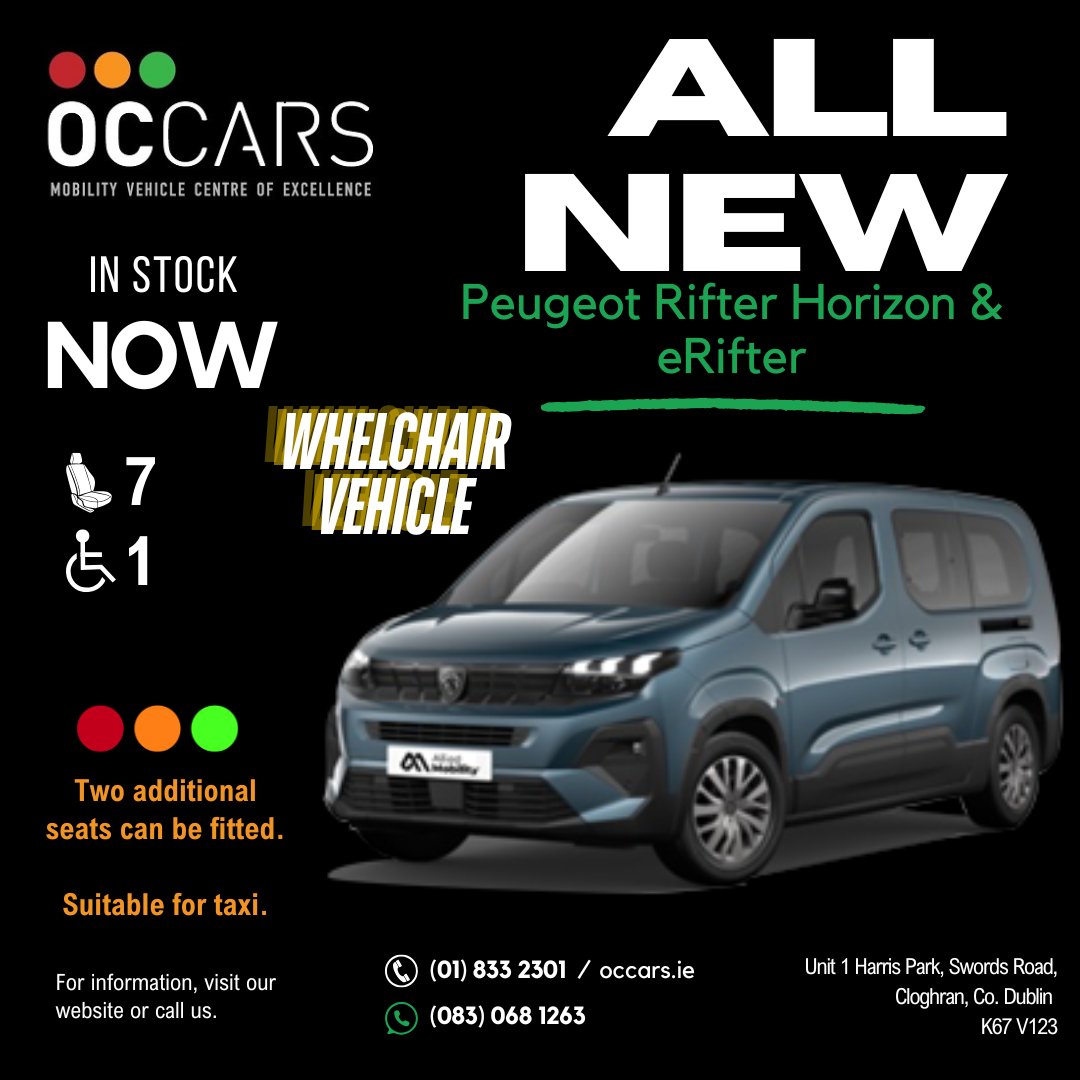 Discover Our Range of Mobility Vehicles  - Centre of Excellence 
Explore independence and comfort with our expertly converted vehicles – designed for wheelchair users and mobility needs. 
Visit 🌍 occars.ie   to view our full range of mobility vehicles.