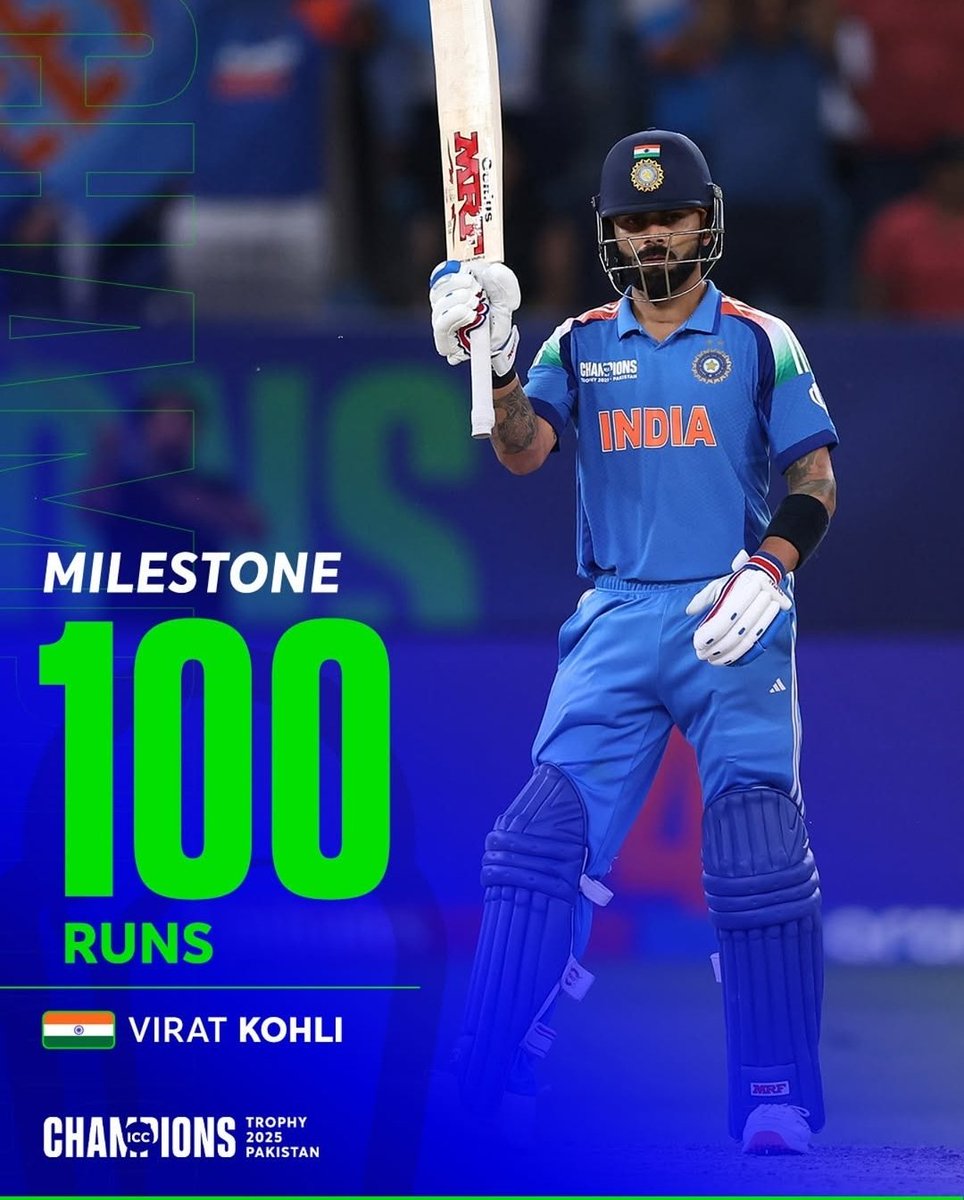 #IND VS #PAK #ODI #CHAMPIONSTROPHY .
ICC A rollicking 💯 in an age -old rivalry  from virat kohli 🫡 #VIRAT #HUNDRED  Well played 🇮🇳
