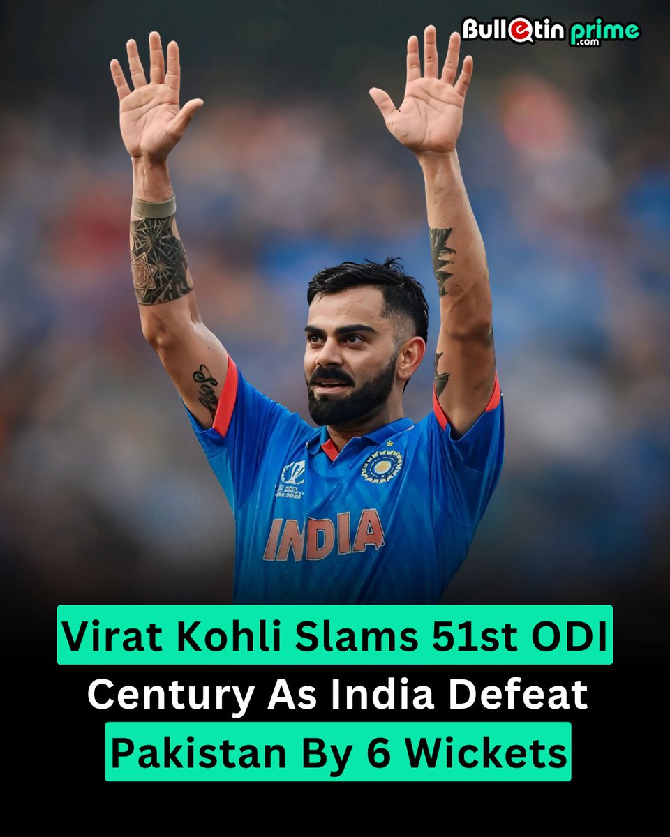 bulletin_prime's tweet photo. Virat Kohli delivers sensational century against Pakistan in the Champions Trophy! A true masterclass in batting, proving once again why he’s cricket’s ultimate big-match player 💎🇮🇳

#BulletinPrime #INDvsPAK #ViratKohli𓃵 #ViratKohli #ChampionsTrophy2025 #ChampionsTrophy #Cricket