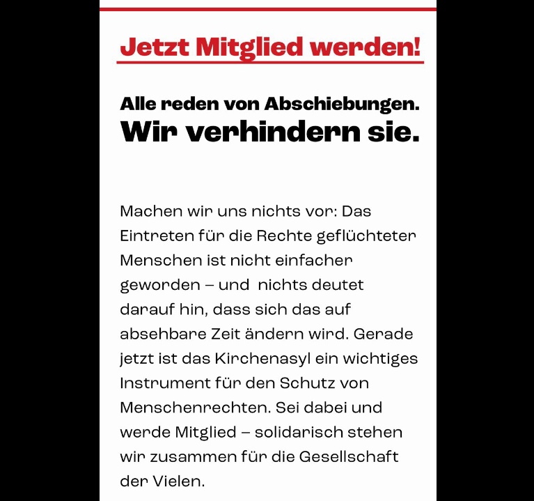 Wahlsonntag 18 Uhr ist ein guter Moment, um bei uns Mitglied zu werden. Setzen wir der Abschiebungspolitik das #Kirchenasyl entgegen! 
Mitglied könnt ihr ganz einfach hier über diesen Link werden:
kirchenasyl-nrw.de/mitglied-werden

#wahl #bundestagswahl2025 #refugeesarewelcomehere #noafd