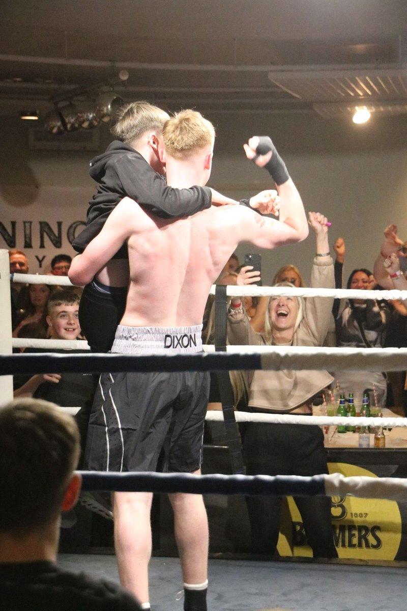 RedpathKirsty's tweet photo. Ryan won his boxing fight last night. I cannot begin to express my feelings and quite frankly I never want to experience them again 😂 But you did it my boy, you did it! Now please go back to wearing those Number 9 shorts where watching you doesn’t make me sick or cry 🙈😂. https://t.co/rskyMcRsU7