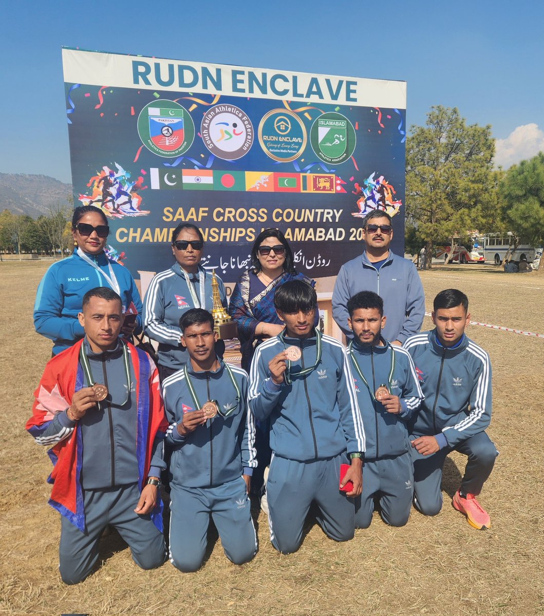 Congratulations Team Nepal for winning 3rd place in Junior Category(Team) and 3rd position in Senior Category(Individual) in SAAF Cross Country Championship 2025 held in islamabad on 23 Feb 2025.
