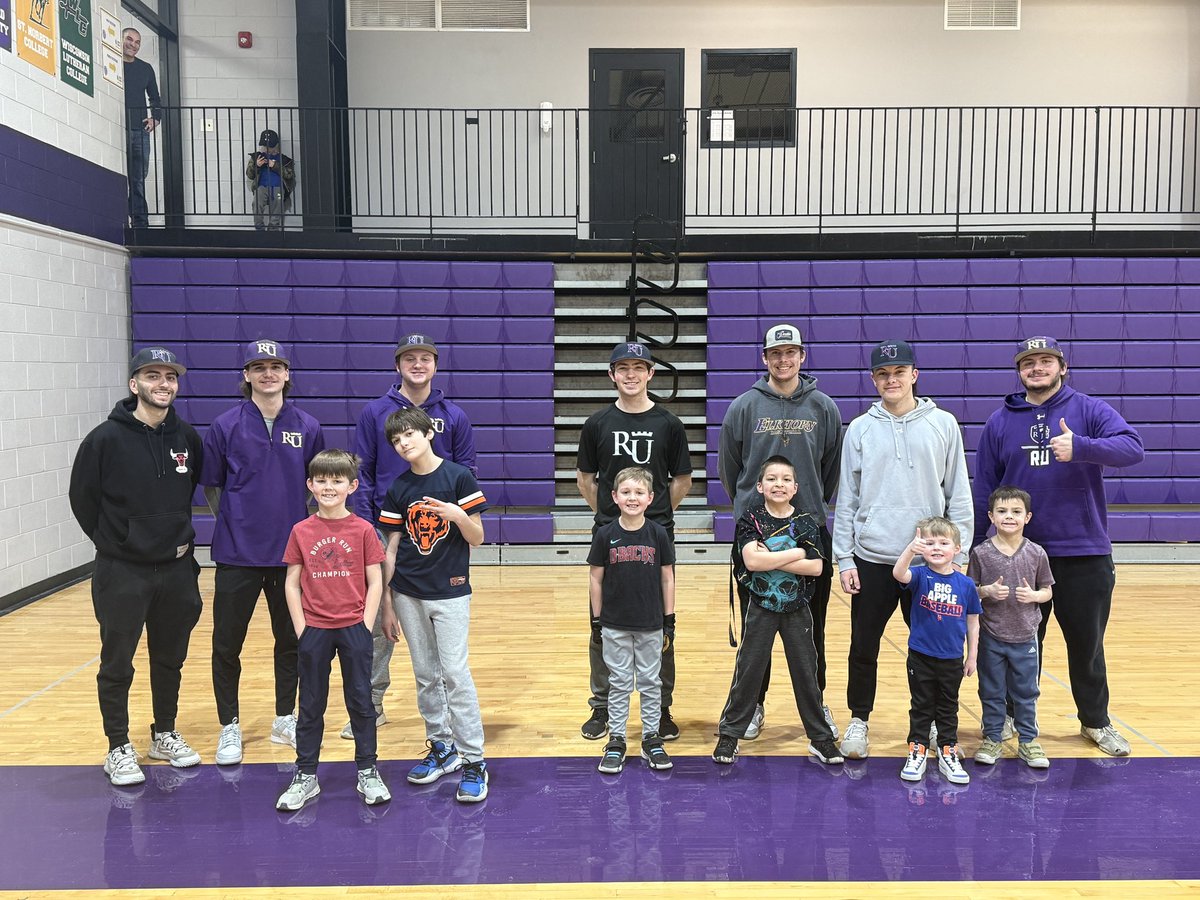 RegentBaseball's tweet photo. Finishing up Practice with a Regent! 

Every spring our players spend 6 weeks doing lessons with local kids of all ages!

This year we did lessons with 25 kids!

#PurpleReign⛈️ https://t.co/3n7jUJ7Ik7