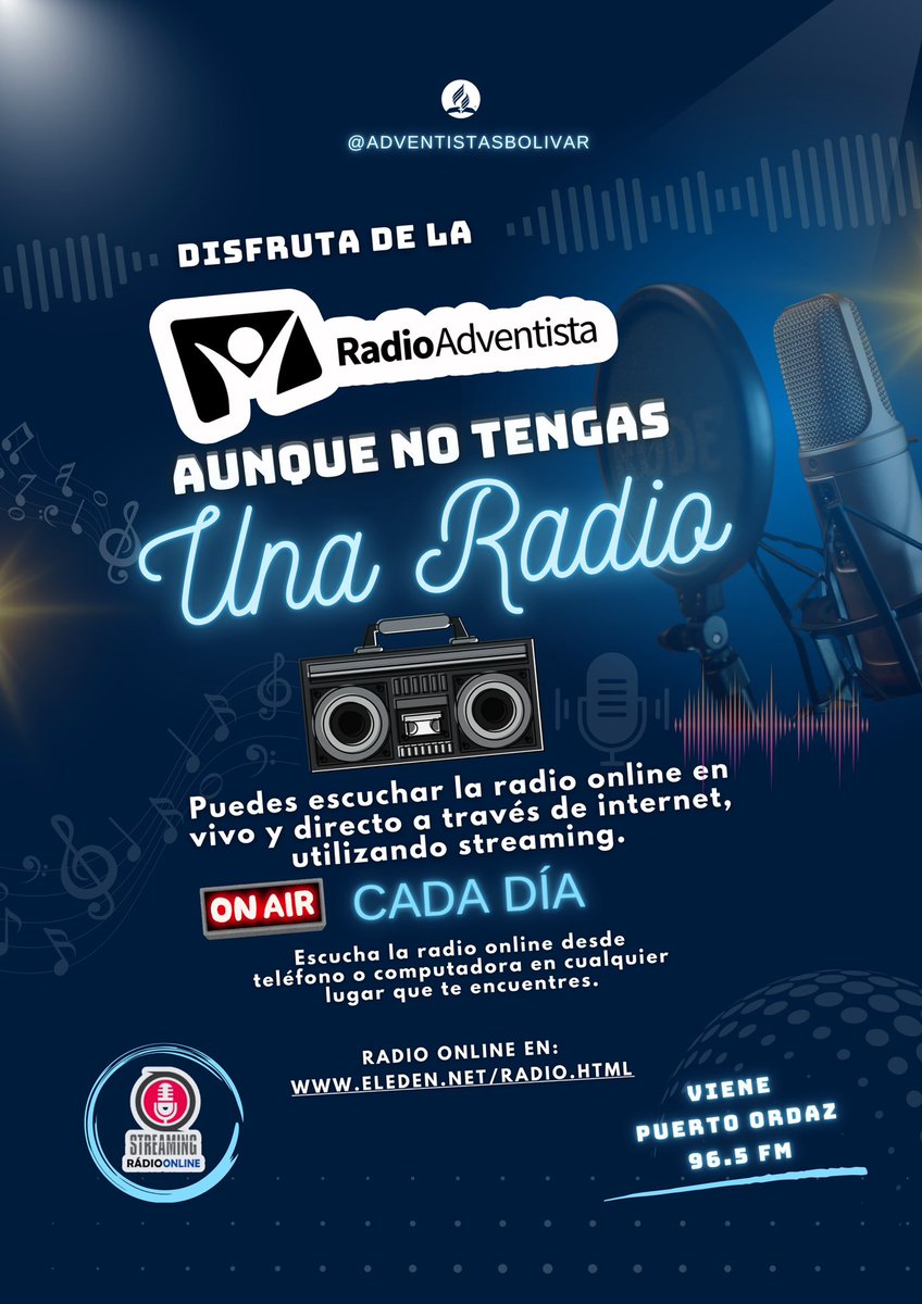 📻 ¡Sintoniza Viene Puerto Ordaz 96.5 FM en cualquier lugar del mundo!🌍 🎶✨

Puedes hacerlo desde tu teléfono o computadora, sin importar dónde te encuentres.

Disfruta de una programación variada,

📻 *Accede a la transmisión aquí:* [stream.eleden.com:2020/public/vieneor…]

Sintoniza ya.
