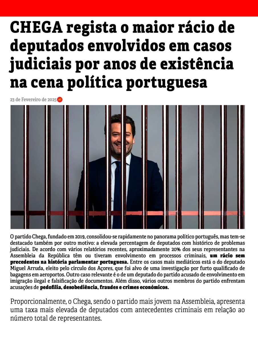 AndreCAVentura's tweet photo. Imaginem o cenário... O CHEGA com 5 anos já tem 20% de criminosos... Imaginem com 50 anos. https://t.co/5m4lflOQHd
