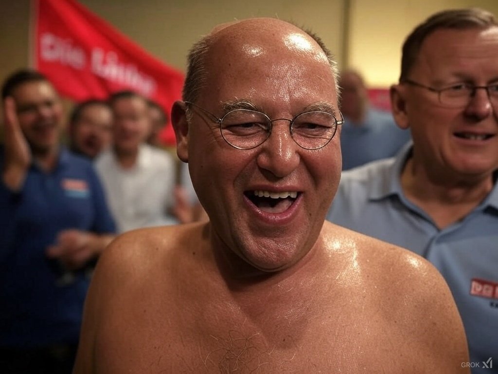 1fefelo's tweet photo. Ich freue mich ja auch über das sensationelle Ergebnis der Linken, aber wieso sind Sie schon wieder eingeölt, Herr Gysi?? #Bundestagswahl2025 https://t.co/pYUj3skRuK
