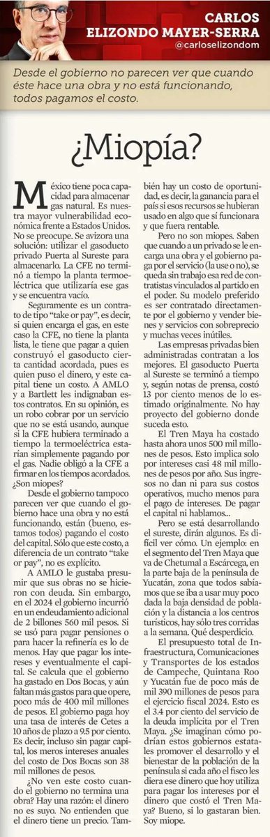 Liebano Saenz (@liebano) on Twitter photo "El tren Maya ha costado ...unos 500 mil millones de pesos. Esto implica solo por intereses casi 48 mil millones de pesos por año. Sus ingresos no dan ni para sus costos operativos, mucho menos para el pago de intereses. De pagar el capital ni hablamos" <a href="/carloselizondom/">Carlos Elizondo MS</a> "El tren Maya ha costado ...unos 500 mil millones de pesos. Esto implica solo por intereses casi 48 mil millones de pesos por año. Sus ingresos no dan ni para sus costos operativos, mucho menos para el pago de intereses. De pagar el capital ni hablamos" <a href="/carloselizondom/">Carlos Elizondo MS</a>