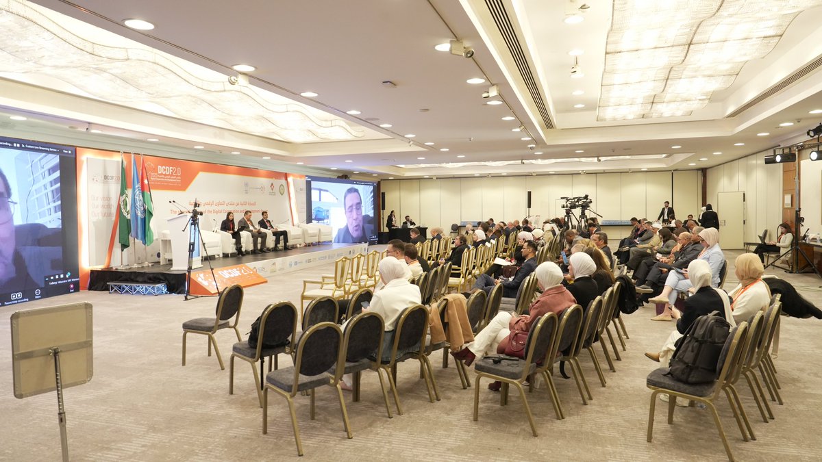 UNESCWA's tweet photo. At #DCDF2025, the session on the 20-Year Journey of the World Summit on the Information Society (WSIS) Process gathered key stakeholders from the Arab region & beyond to exchange insights, foster collaboration & contribute to a shared vision for the future of digital cooperation. https://t.co/QG1cyfVTwW