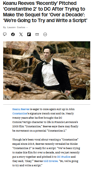 Well, this is something too. The Story was approved based on a pitch. And now script writing will commence. However, we've been here before... 
#johnconstantine