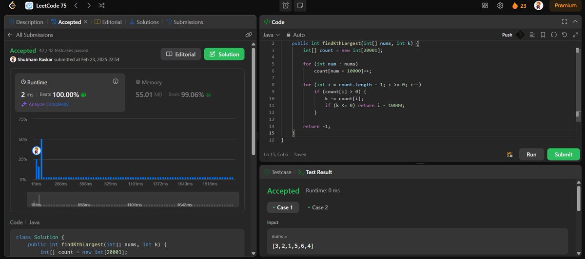 shubhamimsr's tweet image. Day 49: Found the Kth Largest Element! 🔢
Solved &quot;Kth Largest Element in an Array&quot; using QuickSelect &amp;amp; Heap for efficient selection! 🚀 Balanced speed &amp;amp; space to find the top K element in O(n) average time! ⚡
#DSA #LeetCode #QuickSelect #Heap #75DaysChallenge #Day49