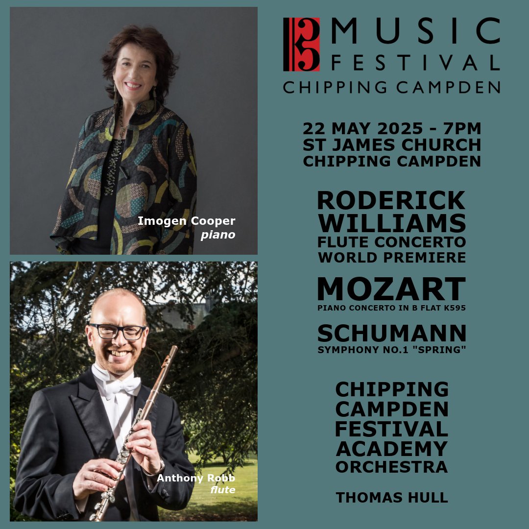 BOX OFFICE OPEN! Dame Imogen Cooper play's Mozart final piano concerto &amp; Festival Orchestra's Principal Flute Anthony Robb gives the word premiere of a concerto by Roderick Williams. Schumann's First Symphony completes the evening. Last few tickets here:  tinyurl.com/2s4j3mb3