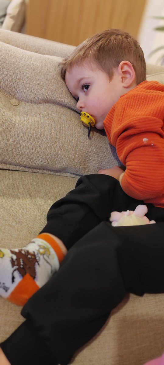 Bringing my nursing skills home as I deal with a poorly toddler.A never ending fever with a sleepy boy - it's hard seeing them "off it" when he's usually the biggest live wire going 😢

A dollop of gingerbread icing on his sleeve - the result of a failed attempt to perk him up 😢