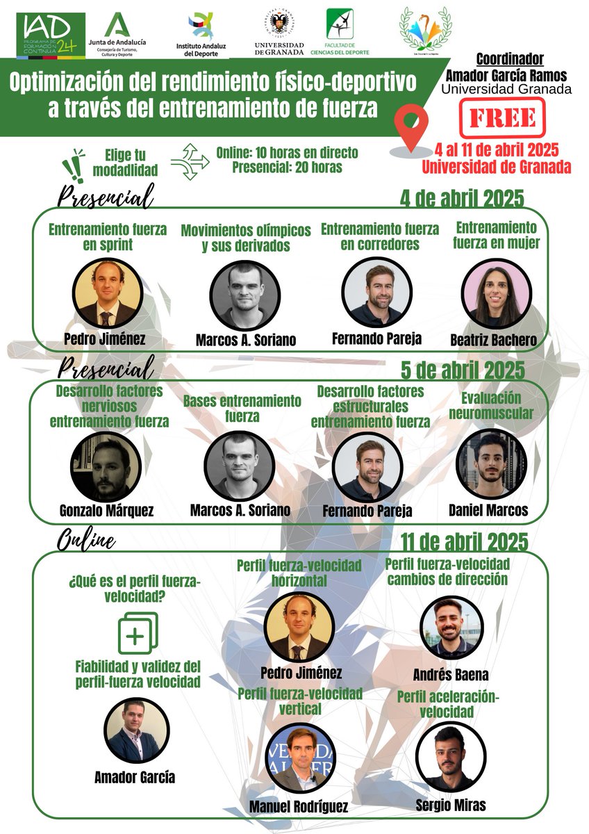 Amador García Ramos (@amagr) on Twitter photo 🏋️Nueva formación gratuita por <a href="/iadeporte/">Instituto Andaluz del Deporte</a> 🏋️
Dos cursos independientes:
Inscripción presencial 4-5 abril en Granada acortar.link/sUatgI
Inscripción online 11 abril acortar.link/KF7O9p
Plazo de inscripción hasta 9 de marzo.
+ Información: acortar.link/i4Uqxo 🏋️Nueva formación gratuita por <a href="/iadeporte/">Instituto Andaluz del Deporte</a> 🏋️
Dos cursos independientes:
Inscripción presencial 4-5 abril en Granada acortar.link/sUatgI
Inscripción online 11 abril acortar.link/KF7O9p
Plazo de inscripción hasta 9 de marzo.
+ Información: acortar.link/i4Uqxo