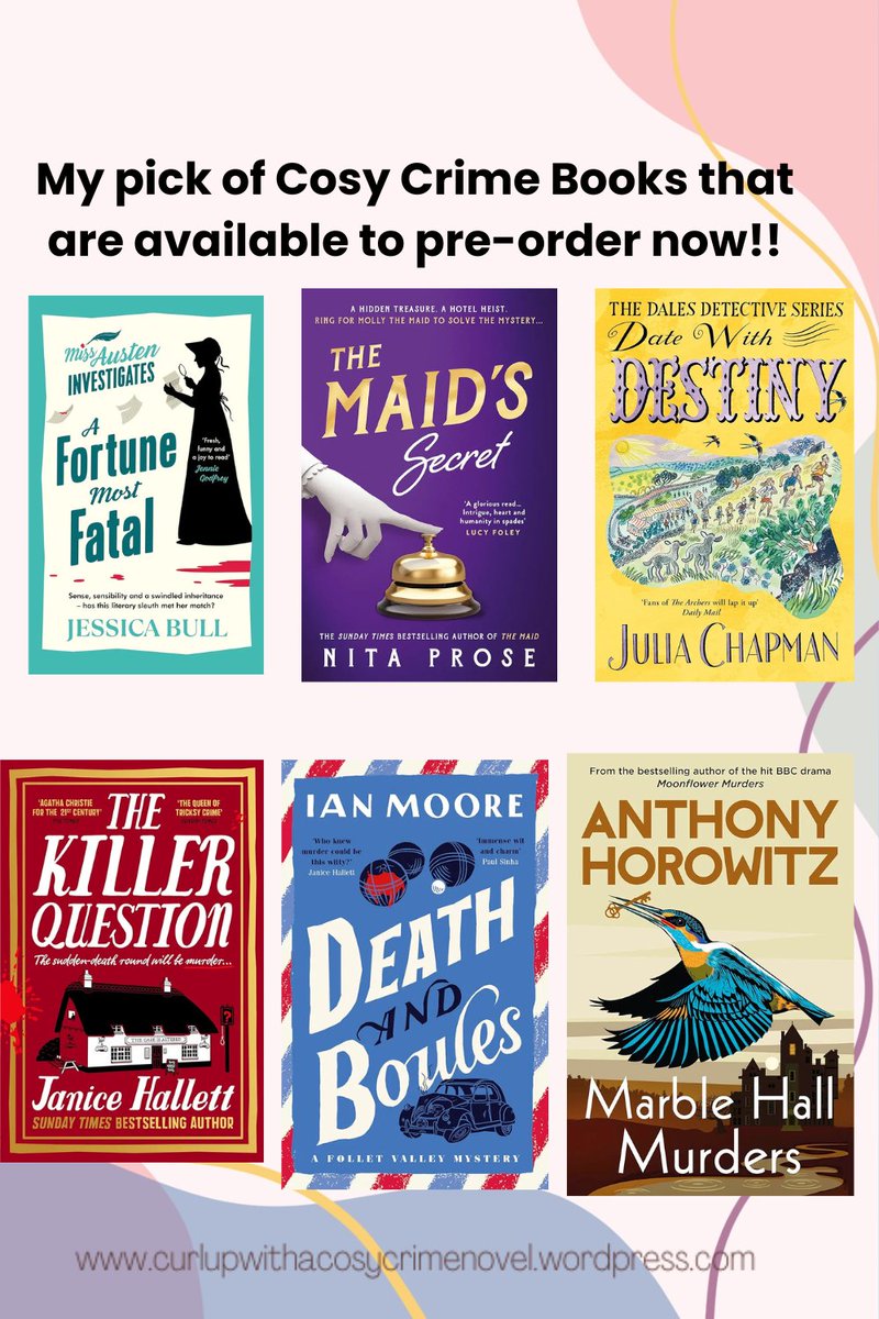 New post on the blog. My favourite pick of the cosy crime pre-orders #cosycrime #bookblog