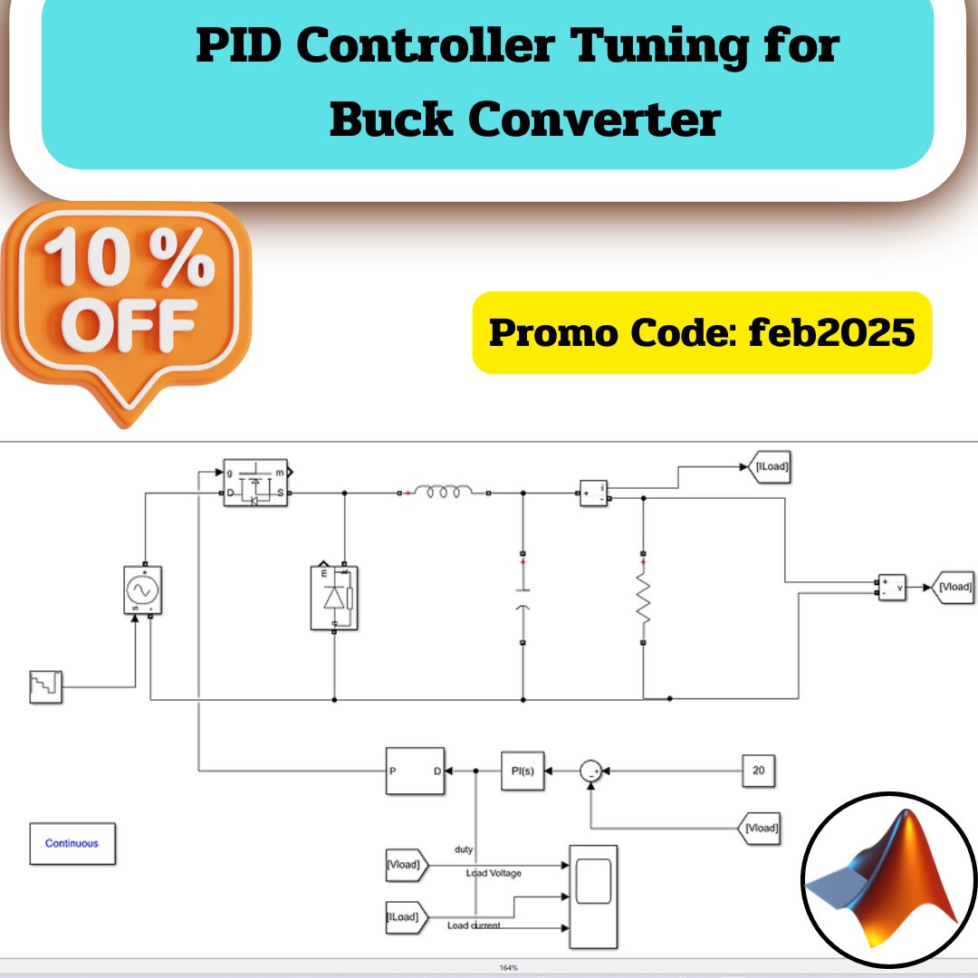 Lms_Solution's tweet image. PID Controller Tuning for Buck Converter
Download MATLAB File: zurl.co/KRiiV
zurl.co/X085w
#PIDController #BuckConverter #ControlSystems #ElectricalEngineering #EngineeringProjects #MATLAB #Simulink #ControllerDesign