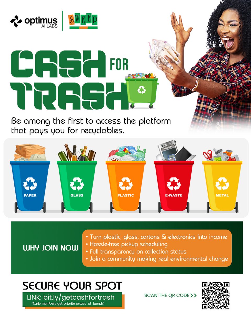 It's a SWEEPtech revolution_ 

Join the waitlist now and be one of the first to experience the revolutionary platform that pays you for your recyclables!

Sign up now and get ready to cash in on your trash! 
Link 👇
bit.ly/getcashfortrash
#SWEEPFoundation