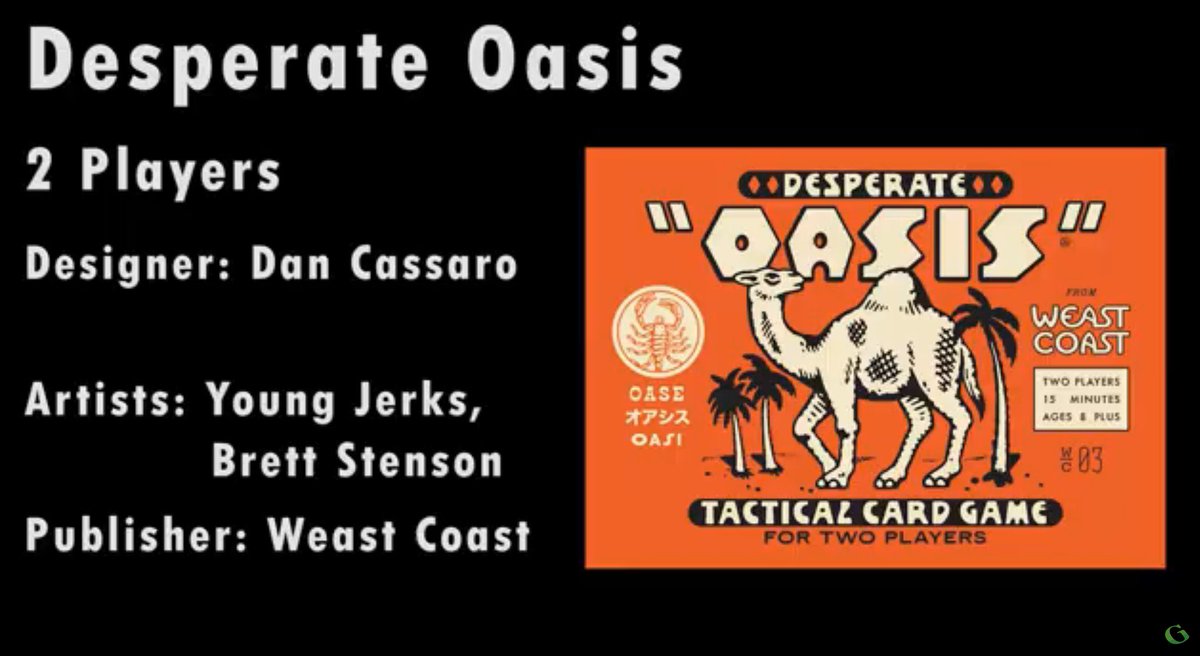 Desperate Oasis is a 'lane battling' game for 2, featuring cool art, simple rules, and lots of little interactive powers that will make for some strategic gameplay in a tiny box! wp.me/p6YINE-8rG