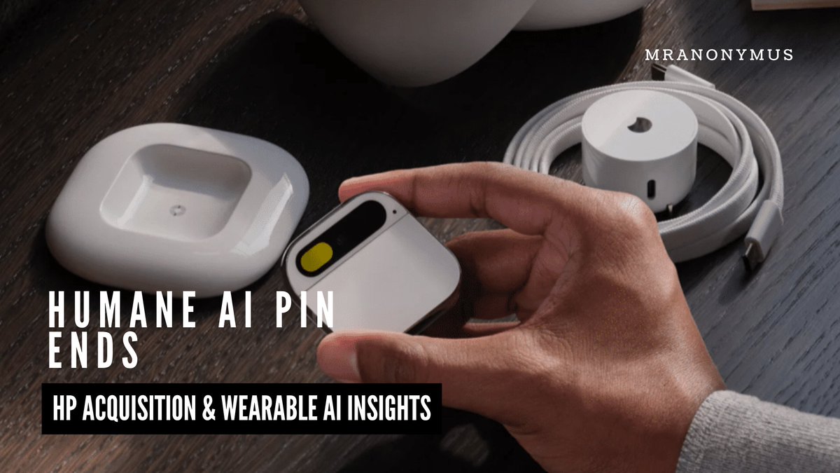 MrAnonymusBlog's tweet image. 🚨 Humane AI Pin shutting down Feb 28, 2025 after HP’s $116M buyout! Issues: overheating, weak AI &amp;amp; high costs. What&apos;s next for wearable AI? 

Full insights👇
mranonymus.com/2025/02/23/hum…
#HumaneAIPin #WearableAI #TechNews #HP