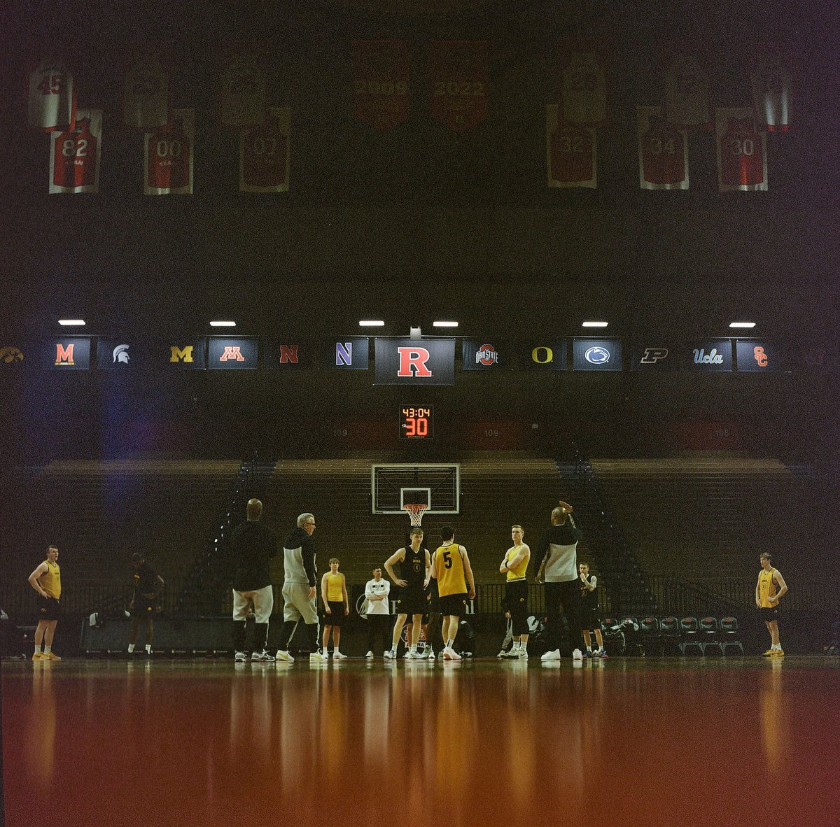 stephenmally's tweet photo. I took a medium format film camera on the Rutgers Men's Basketball trip and had a little fun with it. https://t.co/WDksvui6RZ