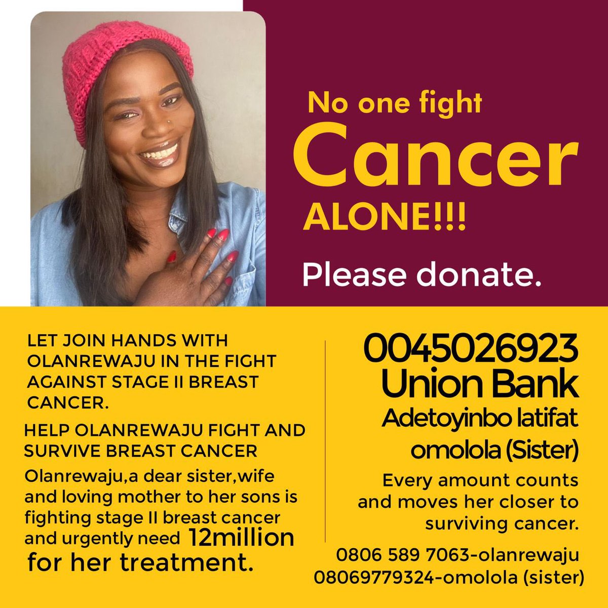 I will be grateful for any assistance, kindly check the details on the flyer, please donate if you can and help share.🙏🏽
<a href="/Wizarab10/">Sir Dickson</a> 
<a href="/FavorGrace90/">Temi Of ATL🇺🇸🇳🇬</a> 
<a href="/Adamthallith/">👳🏾‍♂️Mufti Of Ilorin Online 👳🏾‍♂️</a> 
<a href="/Tutsy22/">Adetutu Balogun, MBA</a>