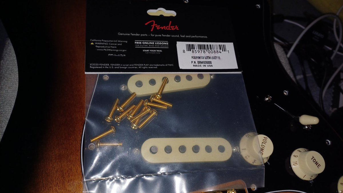BastianDriller's tweet photo. #BVB 
#stratocaster 
#Upgrade 
#VergoldungsOperation 
@HexeHanna8 @back_andy_09 
@SchroderDemila @ReneBvb1909 
🖤💛 19:09 Uhr
👇🏻Das sind die #goldenen 
👇🏻#Schrauben 
👇🏻für die #Singlecoils 
👇🏻des #PreWired #Pickguard 
👇🏻von #Fender 
👇🏻aus #CityOfCorona ,
👇🏻 #California , #USA 🇺🇸 https://t.co/Os8OPhjgnY