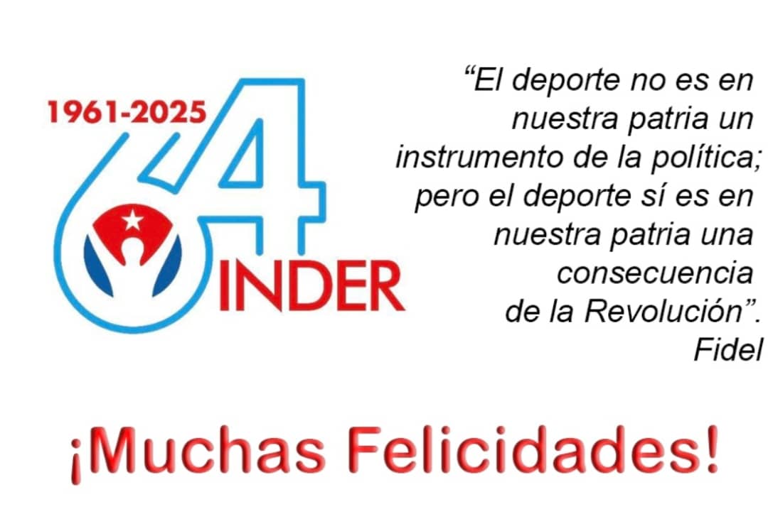 Felicidades al Instituto Nacional de Educación Física, Deporte y Recreación en su aniversario 64. Sus profesionales forman campeones de alto rendimiento pero sobre todo, campeones de la vida en escuelas y comunidades, haciendo realidad que «el deporte es salud». #Cuba