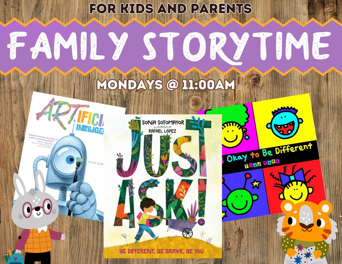 Norris_Library's tweet image. Bring your unique self over to the library for Story Time! Mondays at 11am, we&apos;ll read picture books on a theme (this week: being different) and color some hand-drawn coloring pages. Perfect for little kids and their guardians!