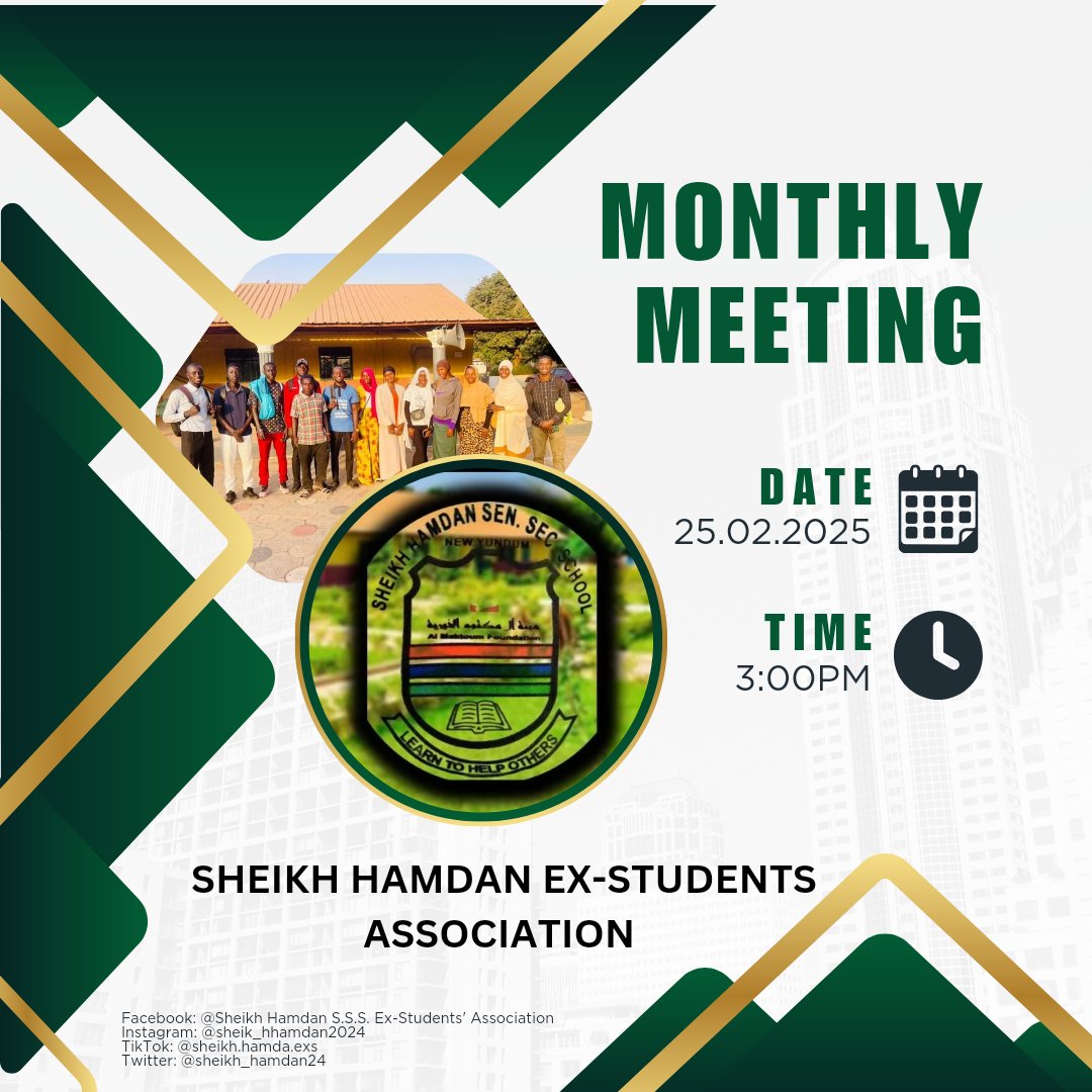 sheikh_hamdan24's tweet photo. NOTICE ON OUR NEXT GENERAL MEETING❗❗❗

Date: 25th Feb. 2025.
Venue: Sheikh Hamdan S.S.S.
Time: 15:00 GMT https://t.co/fZYbFqbGeB