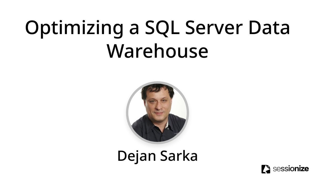 DataWeekender's tweet image. Our fourth #SQLServer session at #DataWeekender 7.0 is @DejanSarka presenting Optimizing a SQL Server Data Warehouse at 11:30 UTC on Sat 1st March.

Register: bit.ly/4b9SsnB. View the schedule: bit.ly/46TCJ9i.