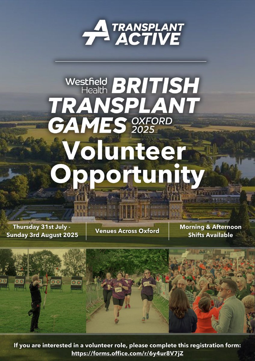 Oxfordshire FA ⚽ (@oxfordshirefa) on Twitter photo The <a href="/TActive_BTG/">Transplant Active & British Transplant Games</a> are coming to Oxfordshire for the first time, with 2025's games including a Festival of Football on 2 August.
Learn more about the games - and how you can play a part as a volunteer, at the link!
buff.ly/3EHO7f2 The <a href="/TActive_BTG/">Transplant Active & British Transplant Games</a> are coming to Oxfordshire for the first time, with 2025's games including a Festival of Football on 2 August.
Learn more about the games - and how you can play a part as a volunteer, at the link!
buff.ly/3EHO7f2